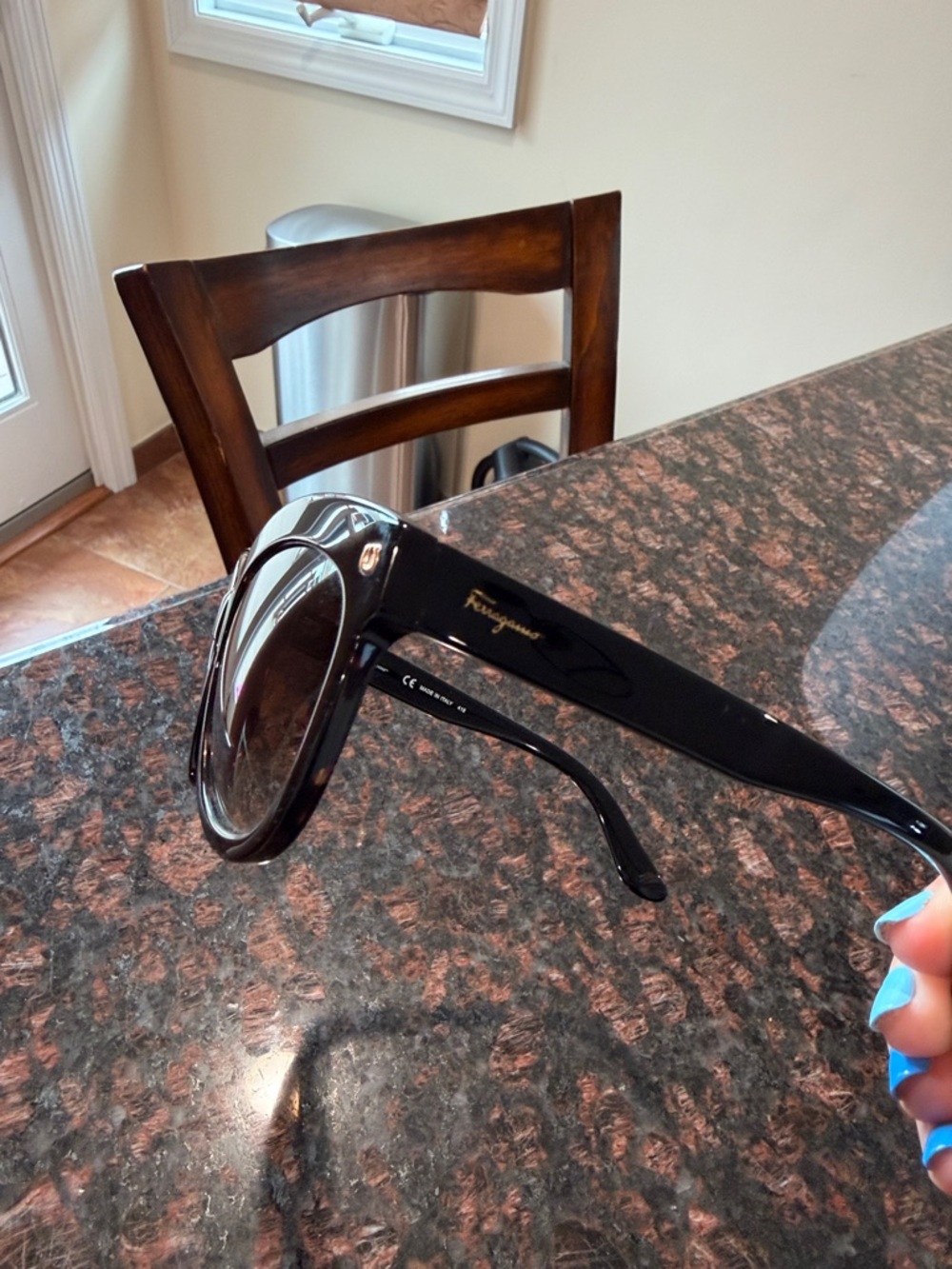 Salvatore Ferragamo tortoise color Round Sunglasses with Gold Logo